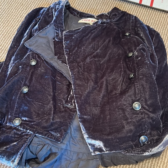 NWT FREE PEOPLE faye velvet military style jack in ebony grey size small - Picture 12 of 12